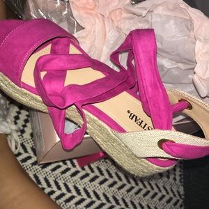 Pink platform sandals